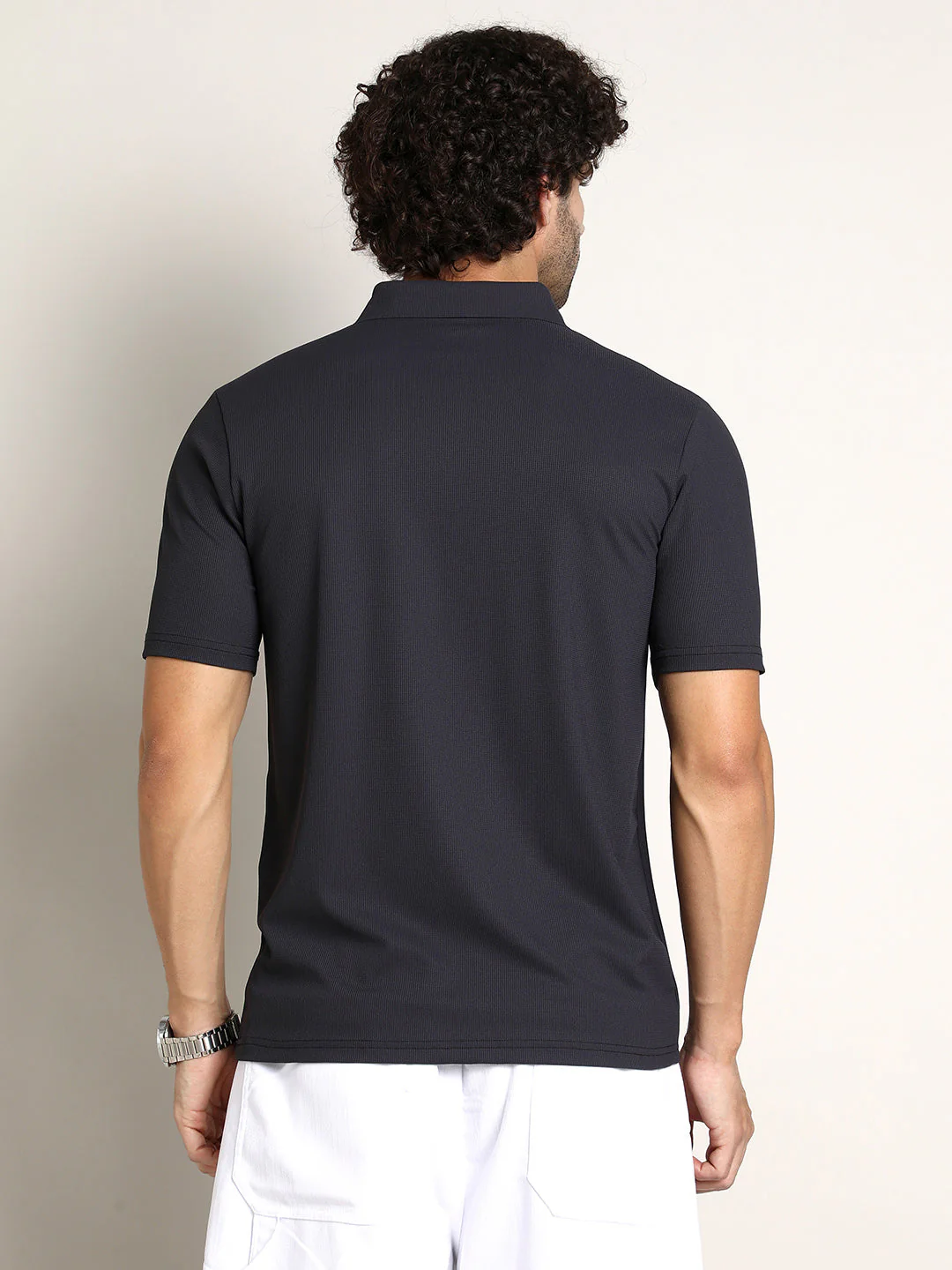 Seamless Ribbed Polo T-Shirt - Image 4