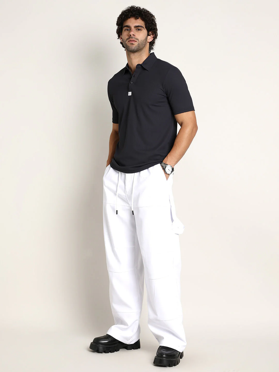 Seamless Ribbed Polo T-Shirt - Image 5
