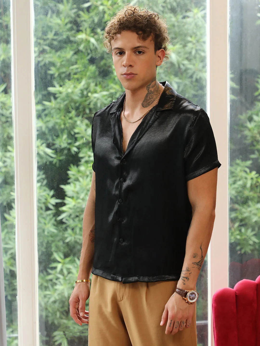 Solid Satin Shirt - Image 3