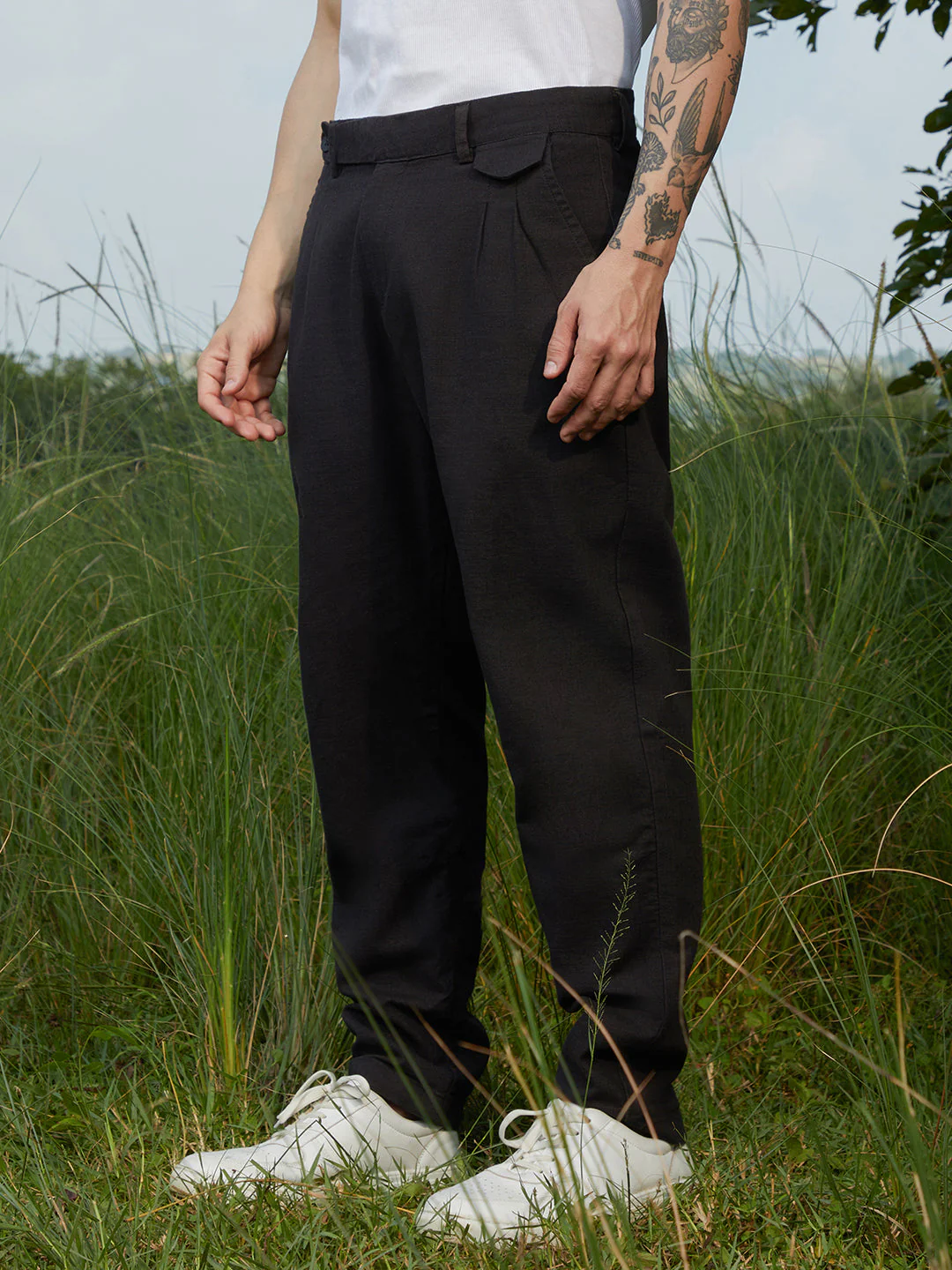 Solid Tailored Trousers - Image 3
