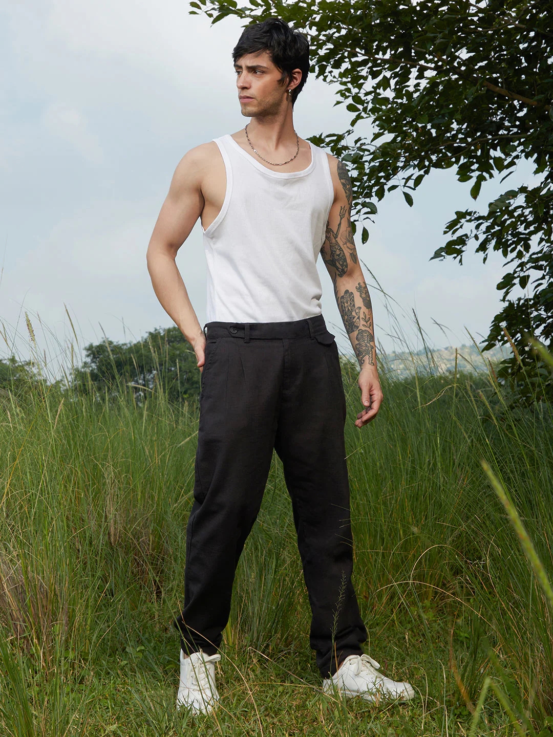Solid Tailored Trousers - Image 5