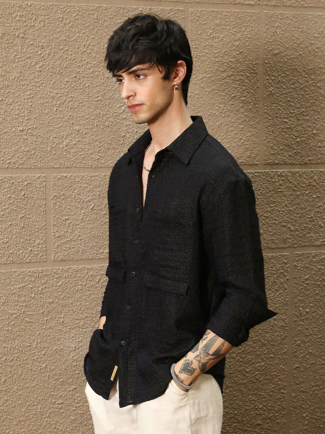 Straw-Tactile Utility Oversized Shirt - Image 3