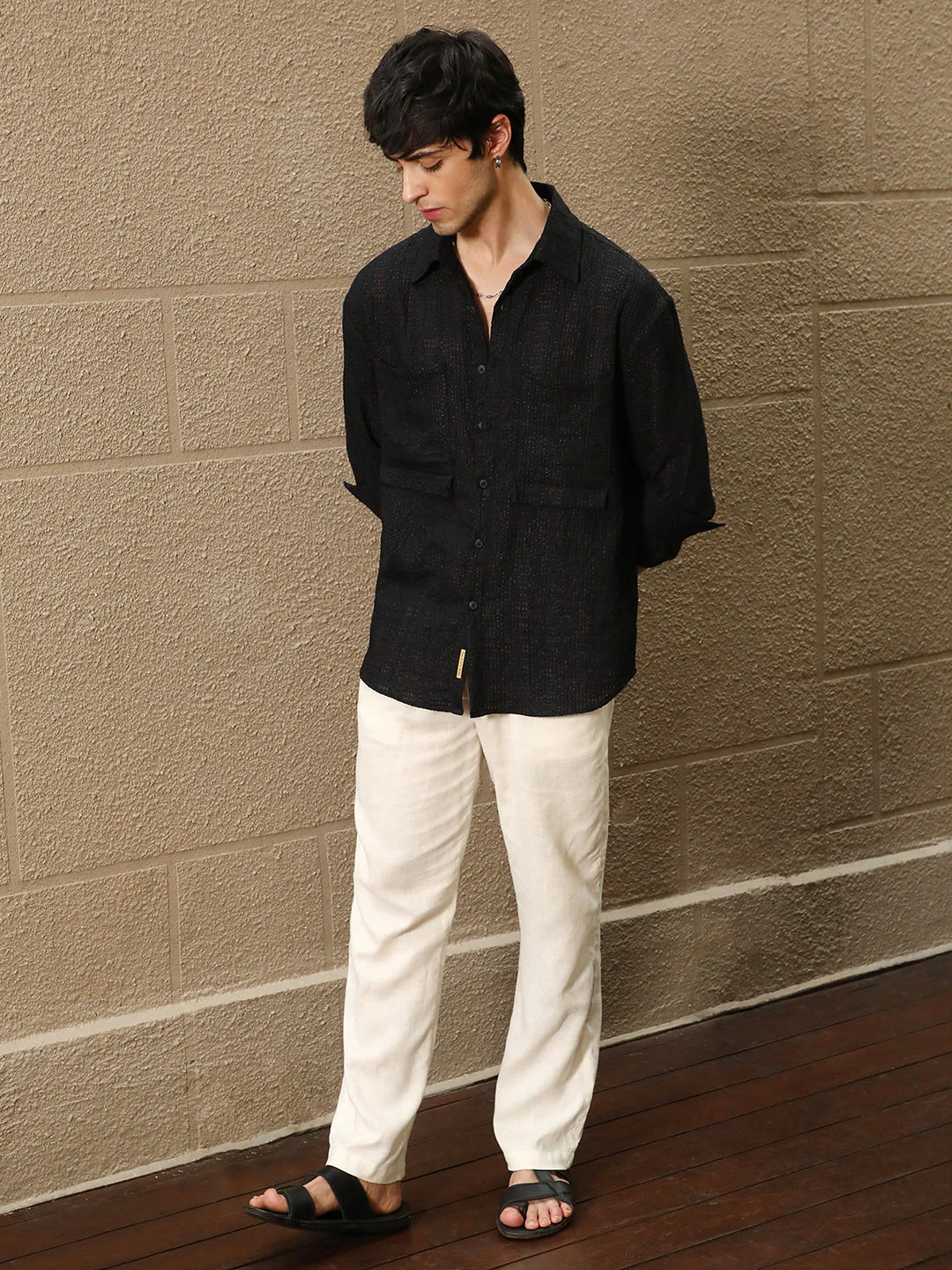 Straw-Tactile Utility Oversized Shirt - Image 5