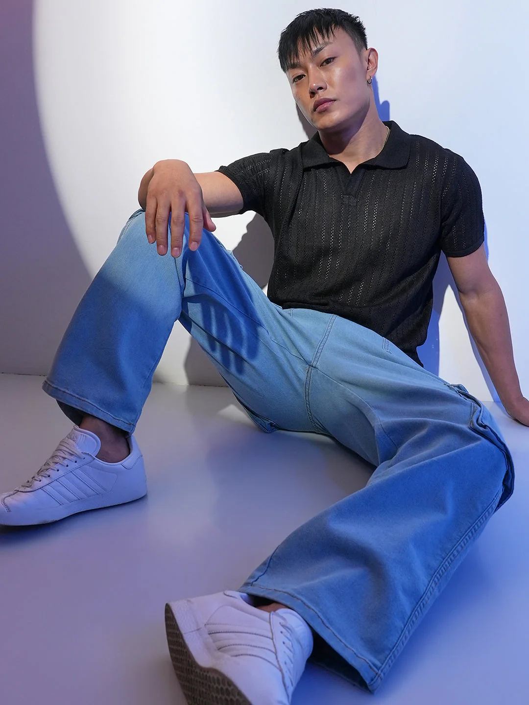 Stripe-Textured Polo T-Shirt - Image 6
