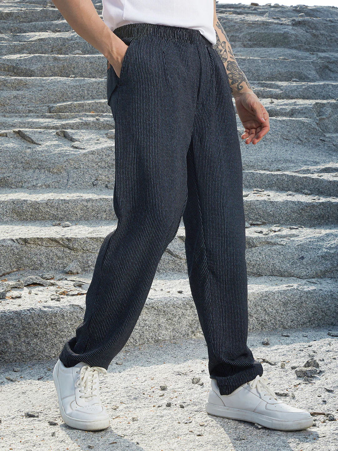 Lightweight - Striped Tailored Trousers - Image 3