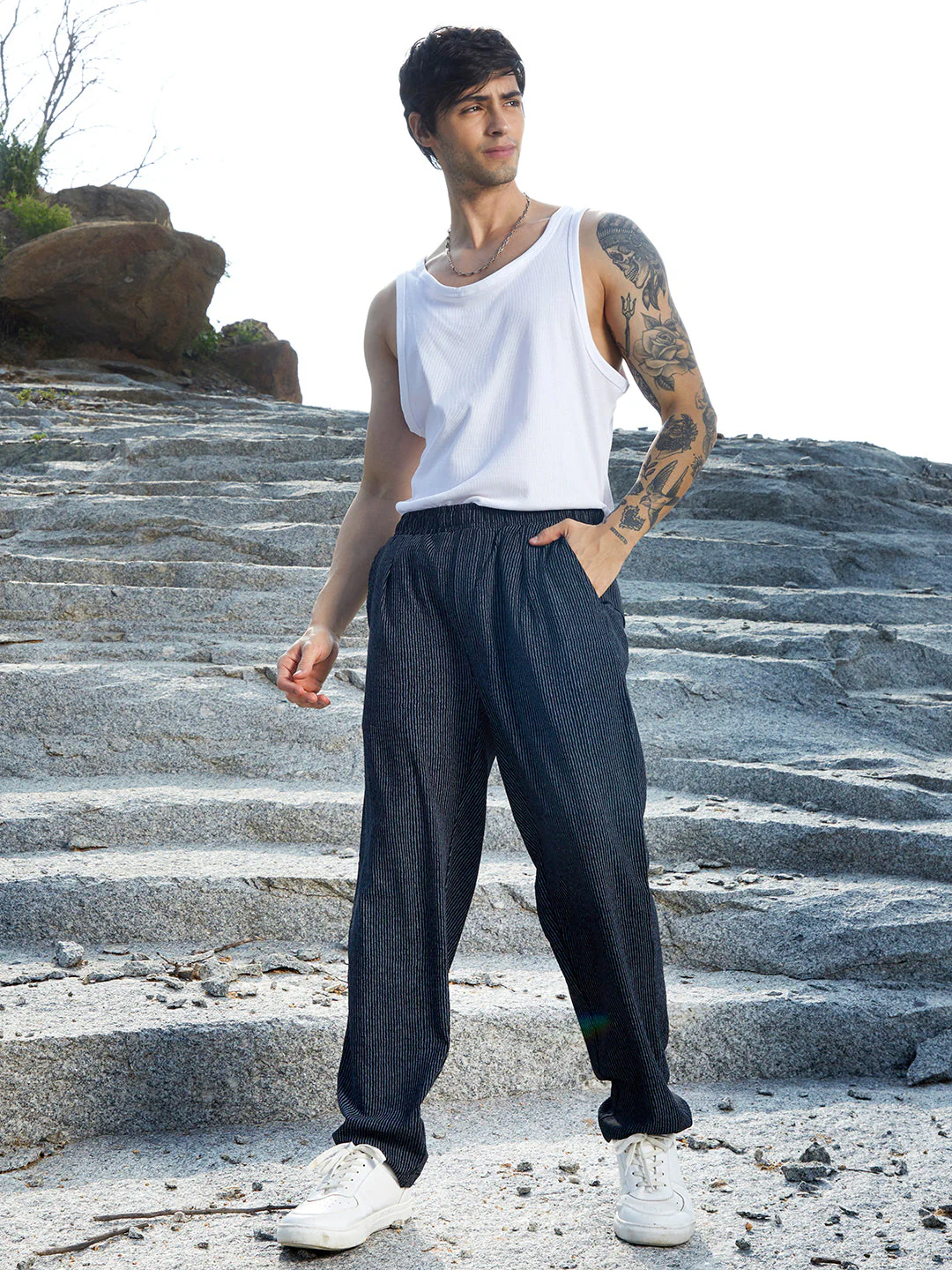 Lightweight - Striped Tailored Trousers - Image 6