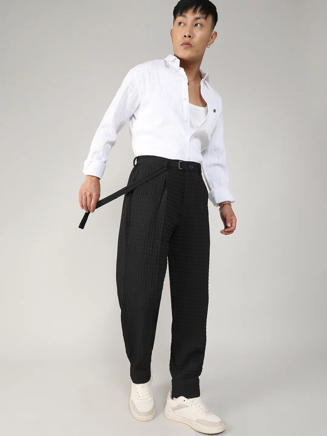 Lightweight - Textured Graph Check Trousers - Image 6