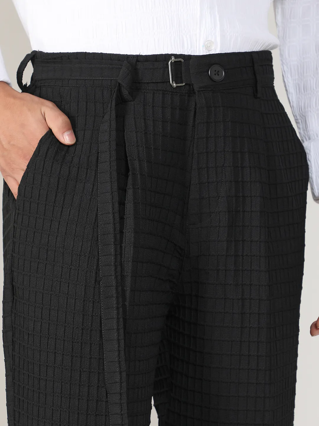 Lightweight - Textured Graph Check Trousers - Image 7