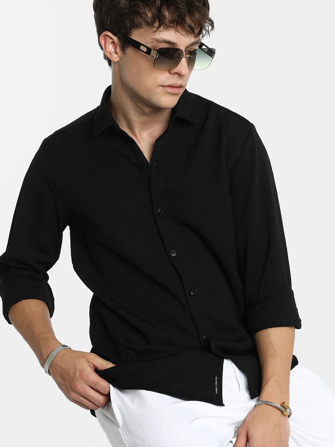 Veined-Textured Shirt - Image 9