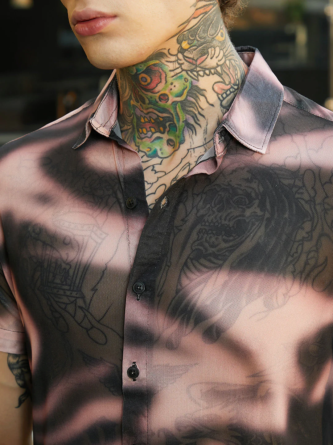 Blurred-Mesh Shirt - Image 7