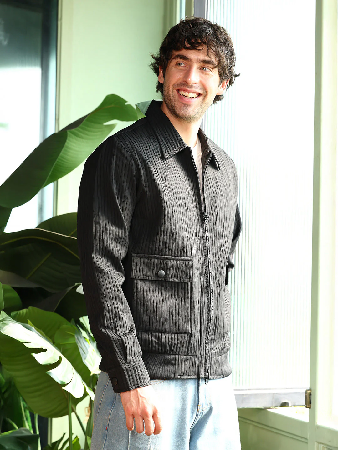 Zip-Front Crease-Tactile Jacket - Image 3