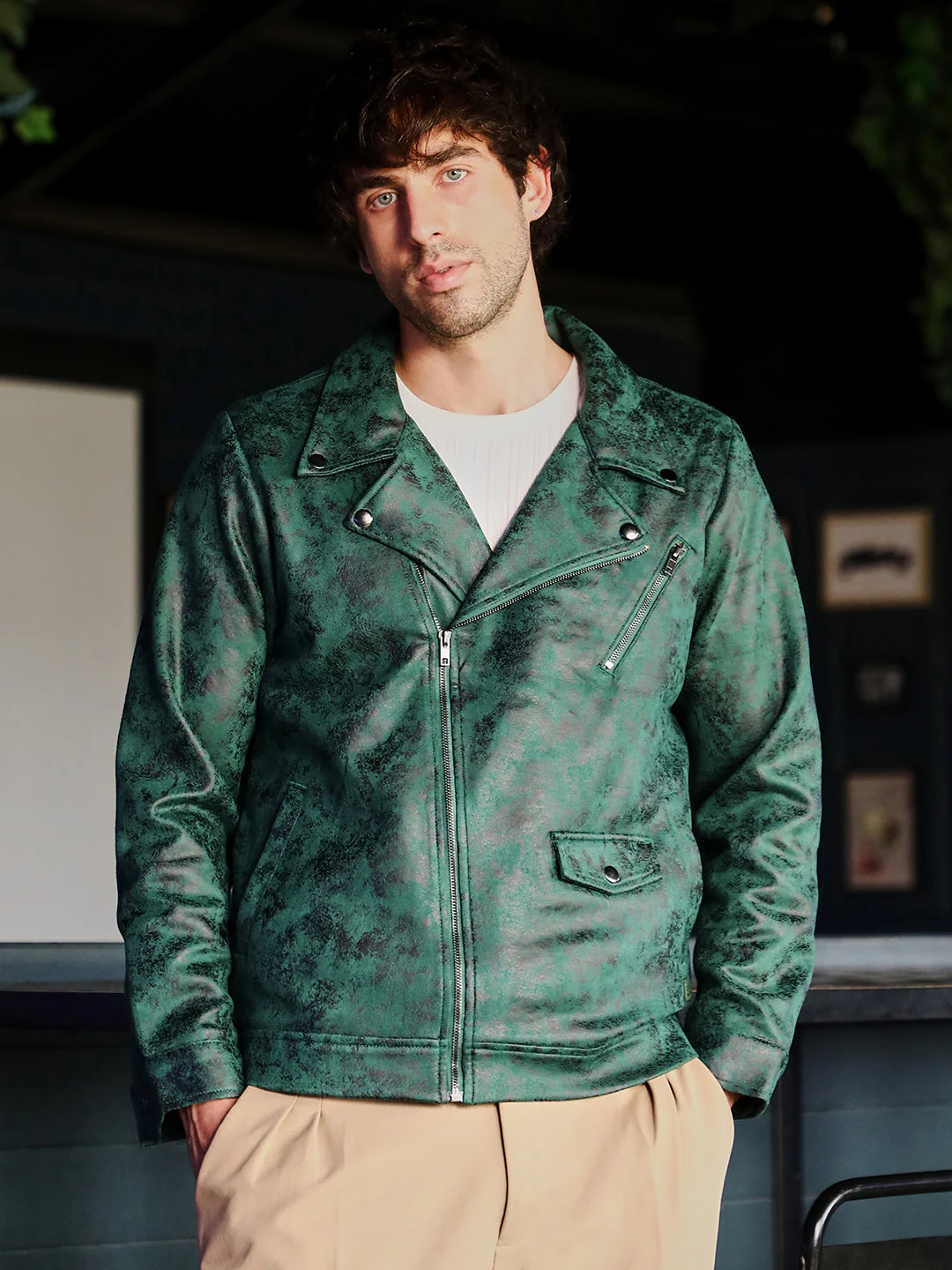 Embossed-Suede Biker Jacket - Image 2