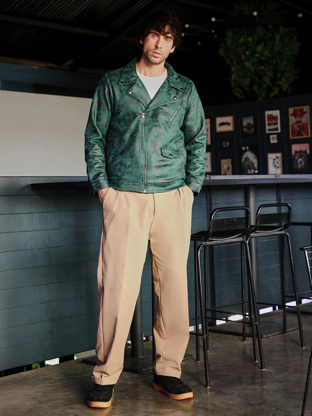 Embossed-Suede Biker Jacket - Image 5