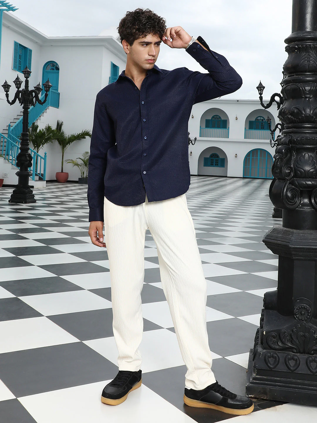 Geometric-Panel Jacquard Shirt - Image 5