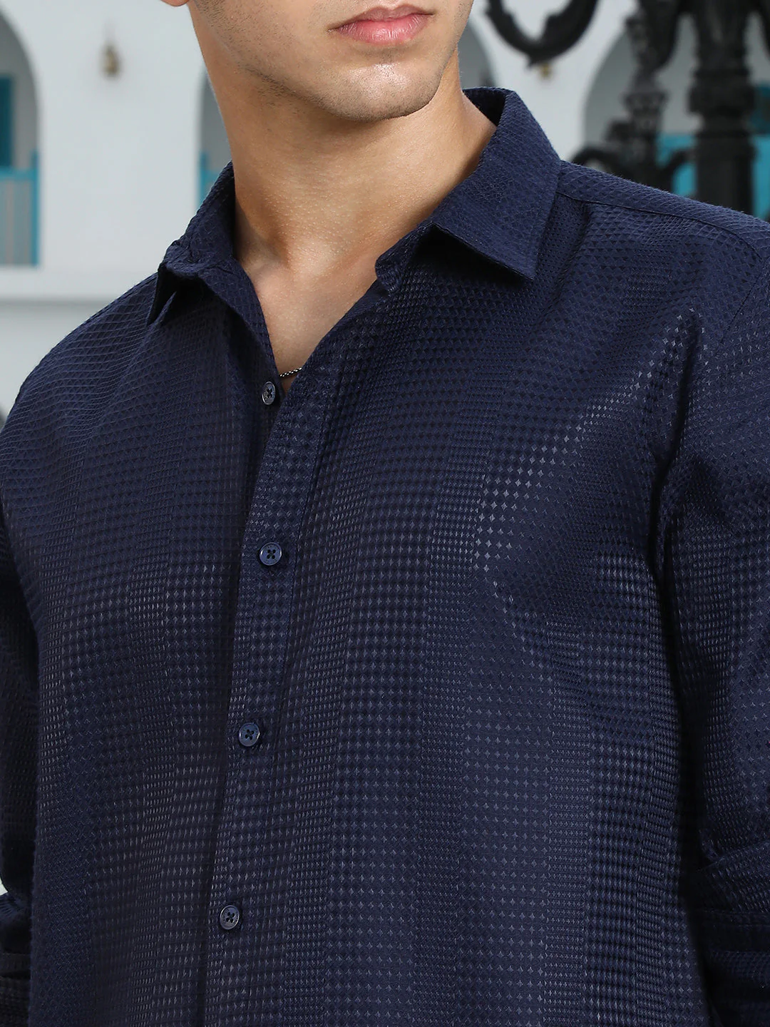Geometric-Panel Jacquard Shirt - Image 7