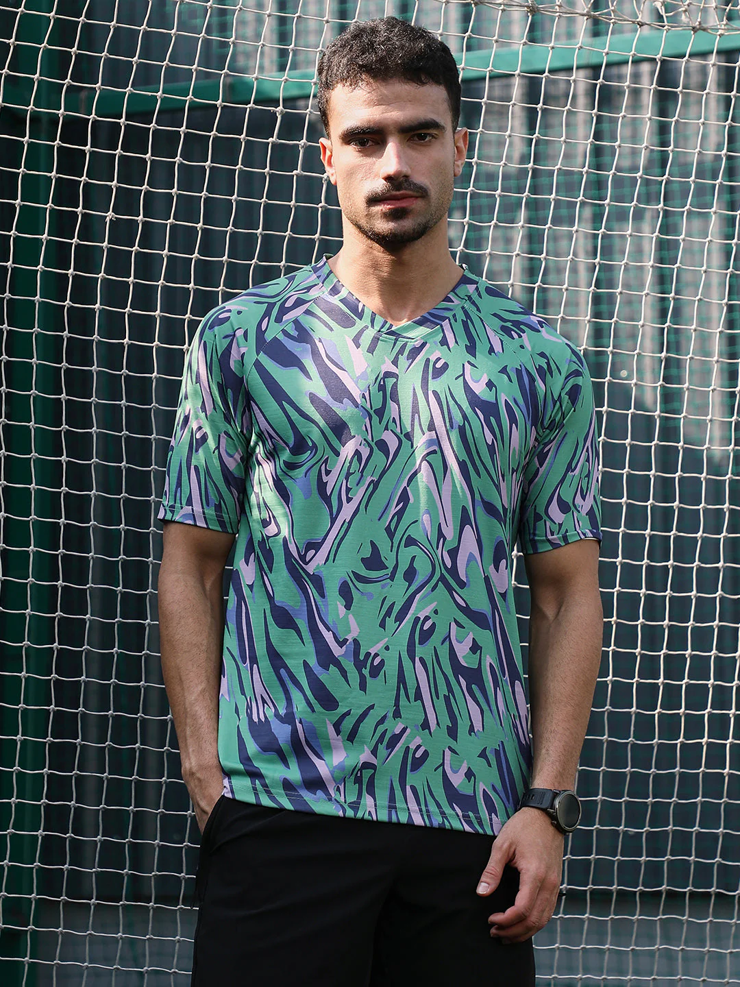 Abstract-Overlap Activewear T-Shirt - Image 2
