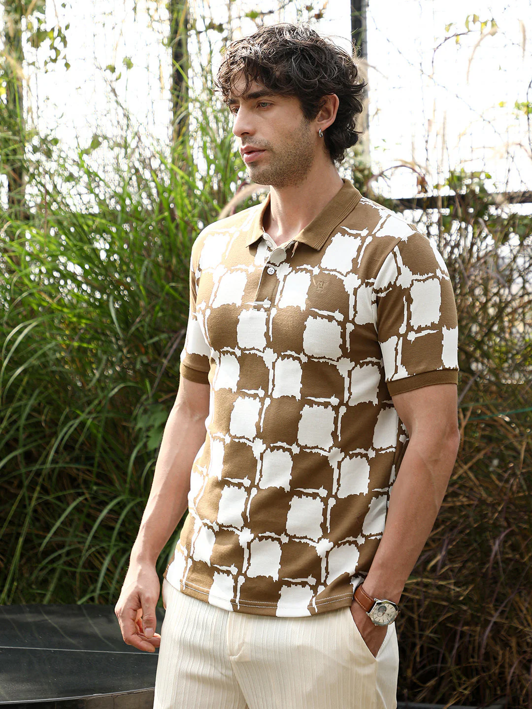 Blob-Geometric Jacquard Polo T-Shirt - Image 3