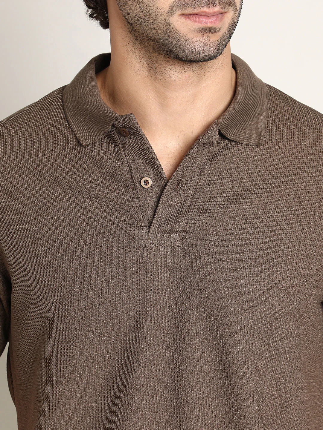 Chainlink-Ribbed Polo T-Shirt - Image 7