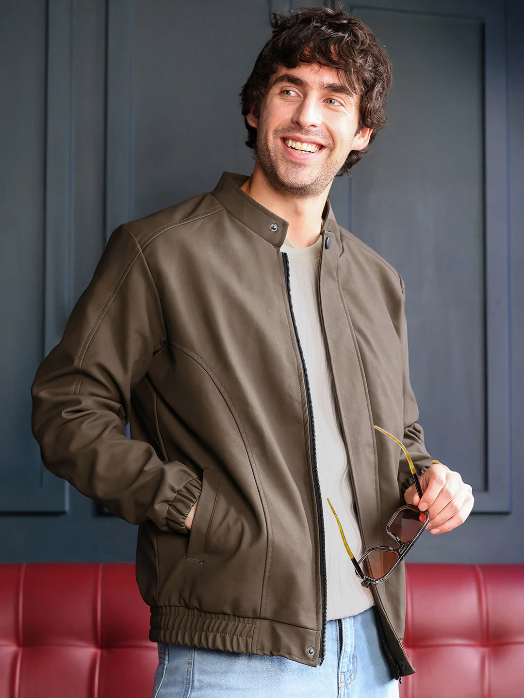 Coated Panel-Stitch Rider Jacket - Image 3