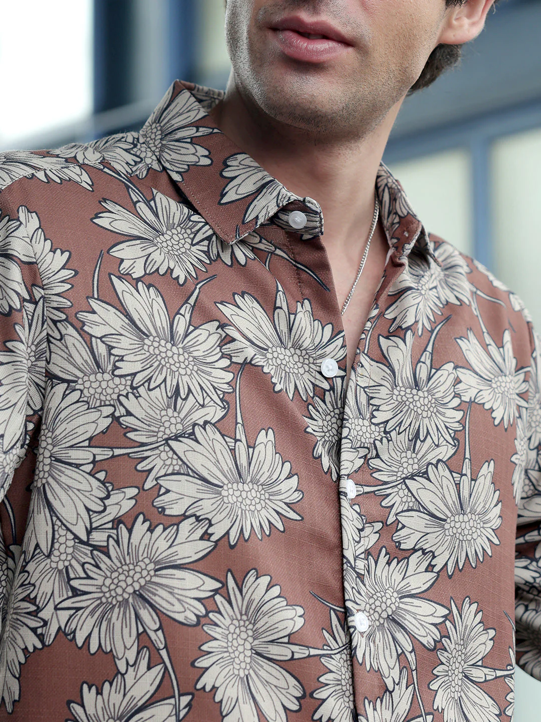Contrast-Sunflower Imprint Shirt - Image 7