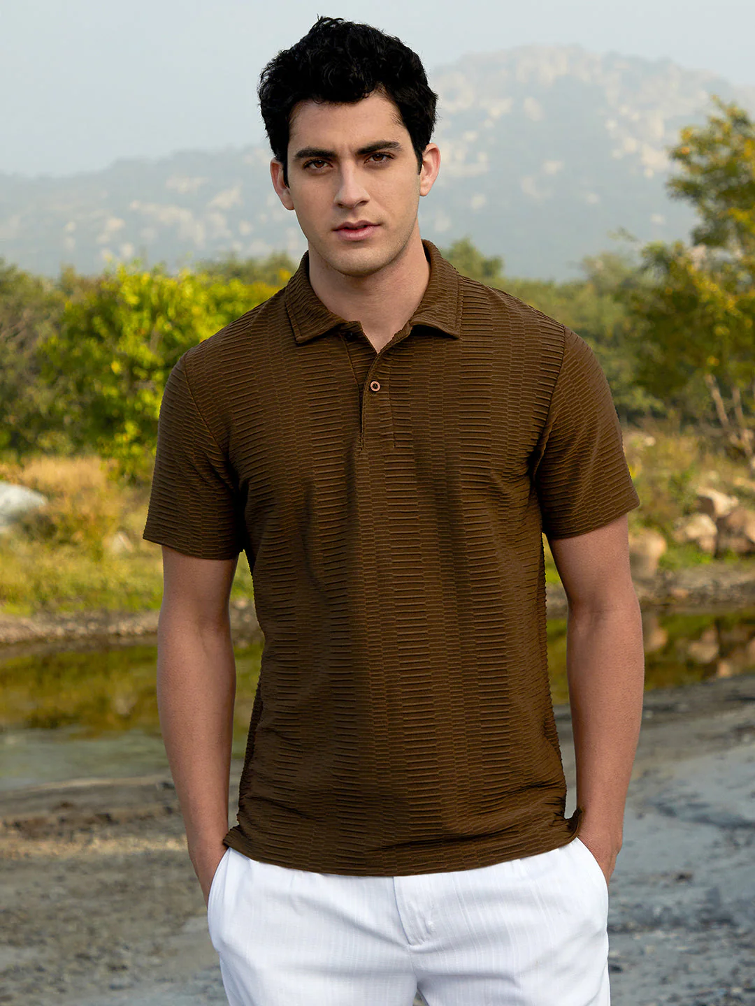 Flatten-Ruched Polo T-Shirt - Image 2