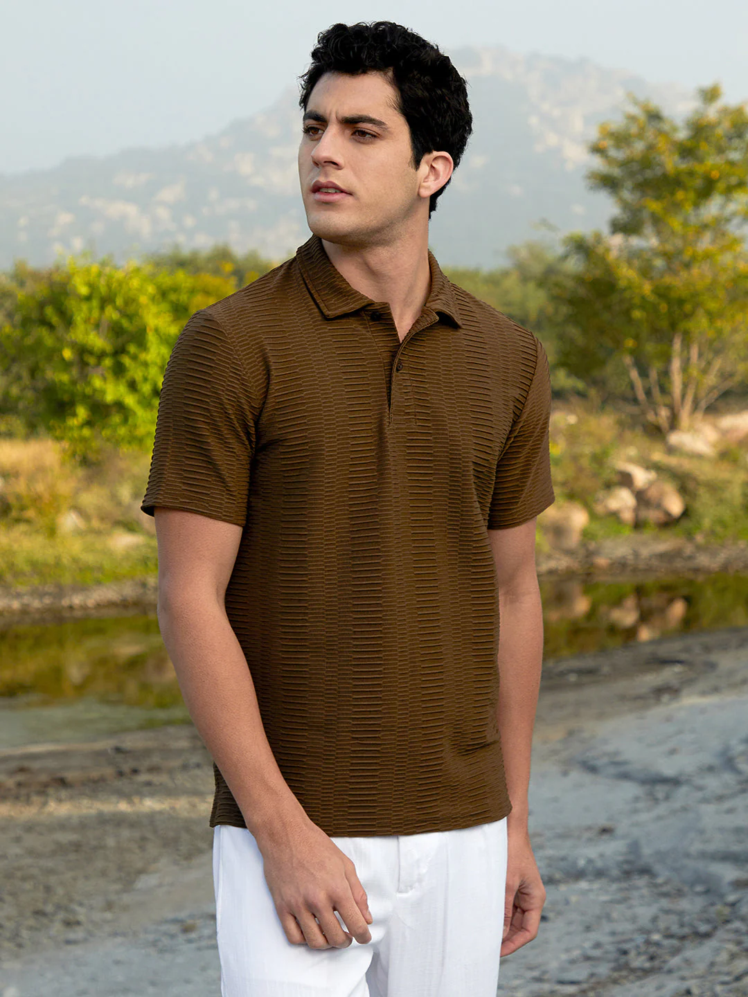 Flatten-Ruched Polo T-Shirt - Image 3