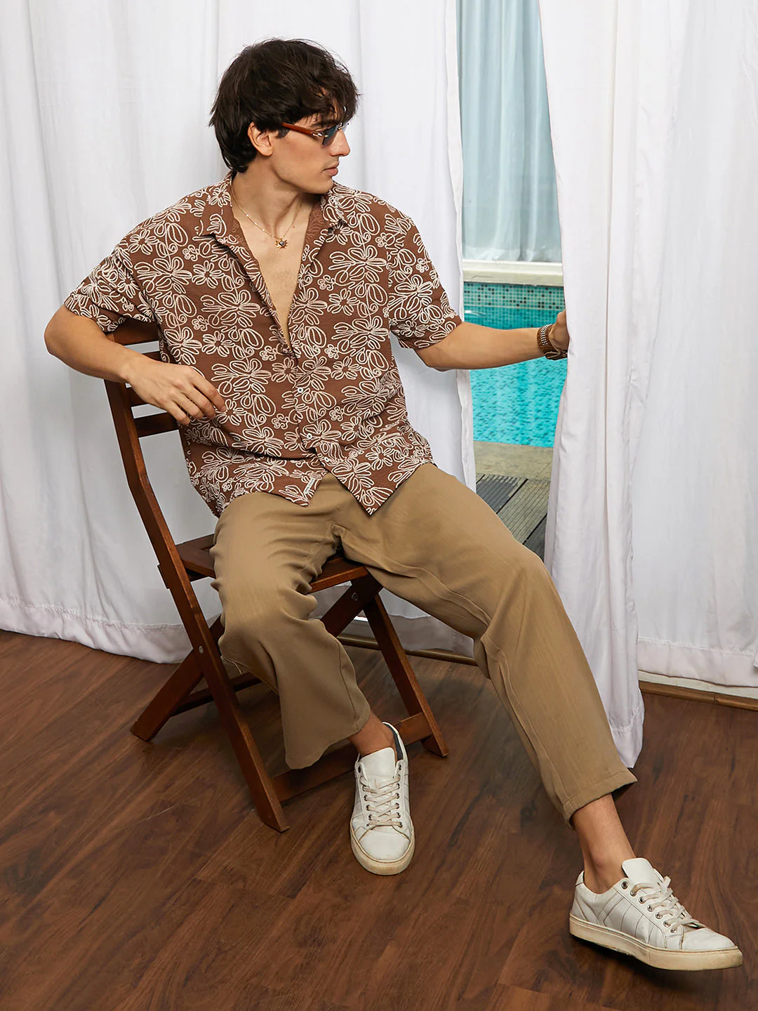 Floral-Lined Oversized Shirt - Image 6