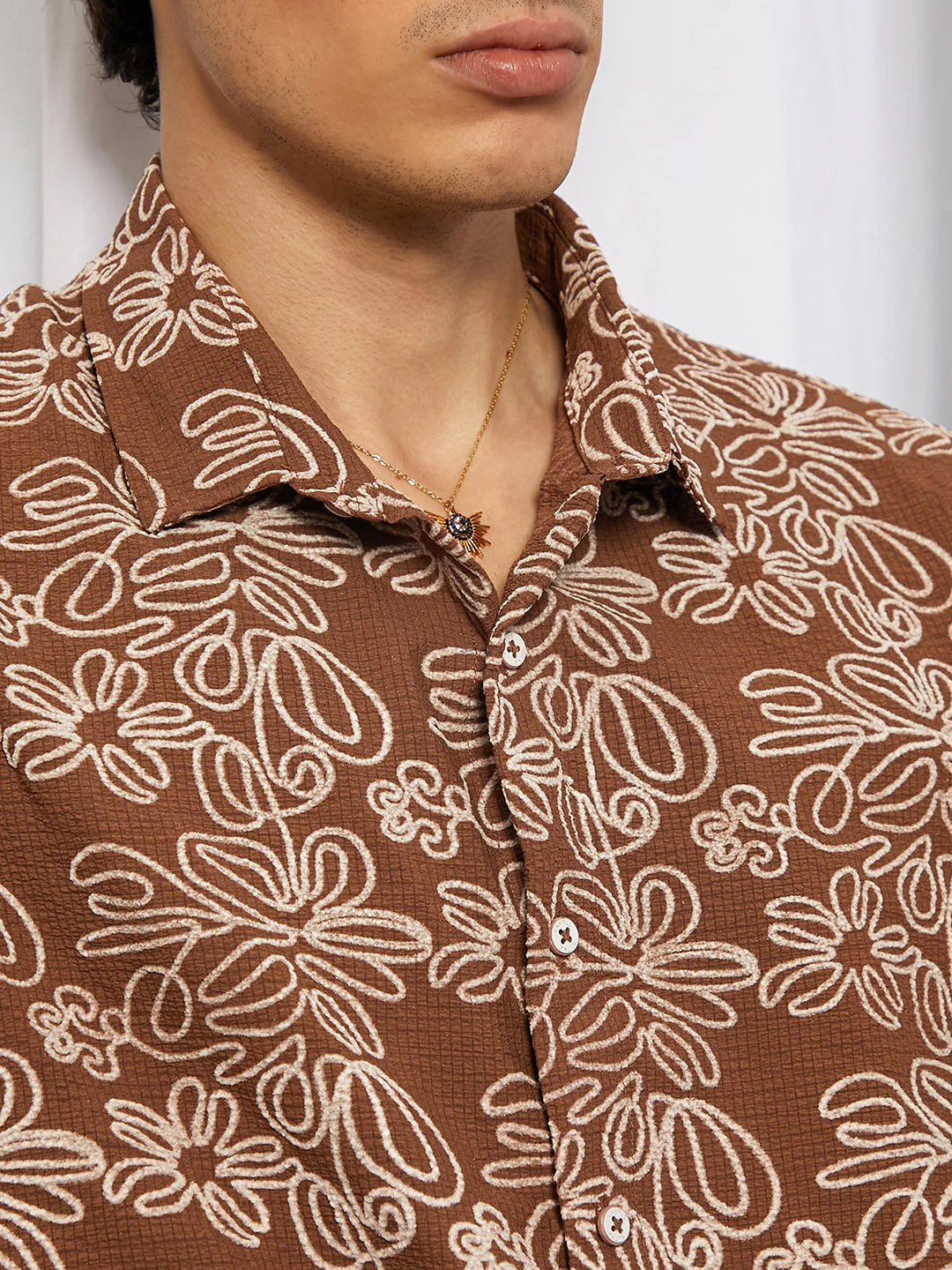 Floral-Lined Oversized Shirt - Image 7