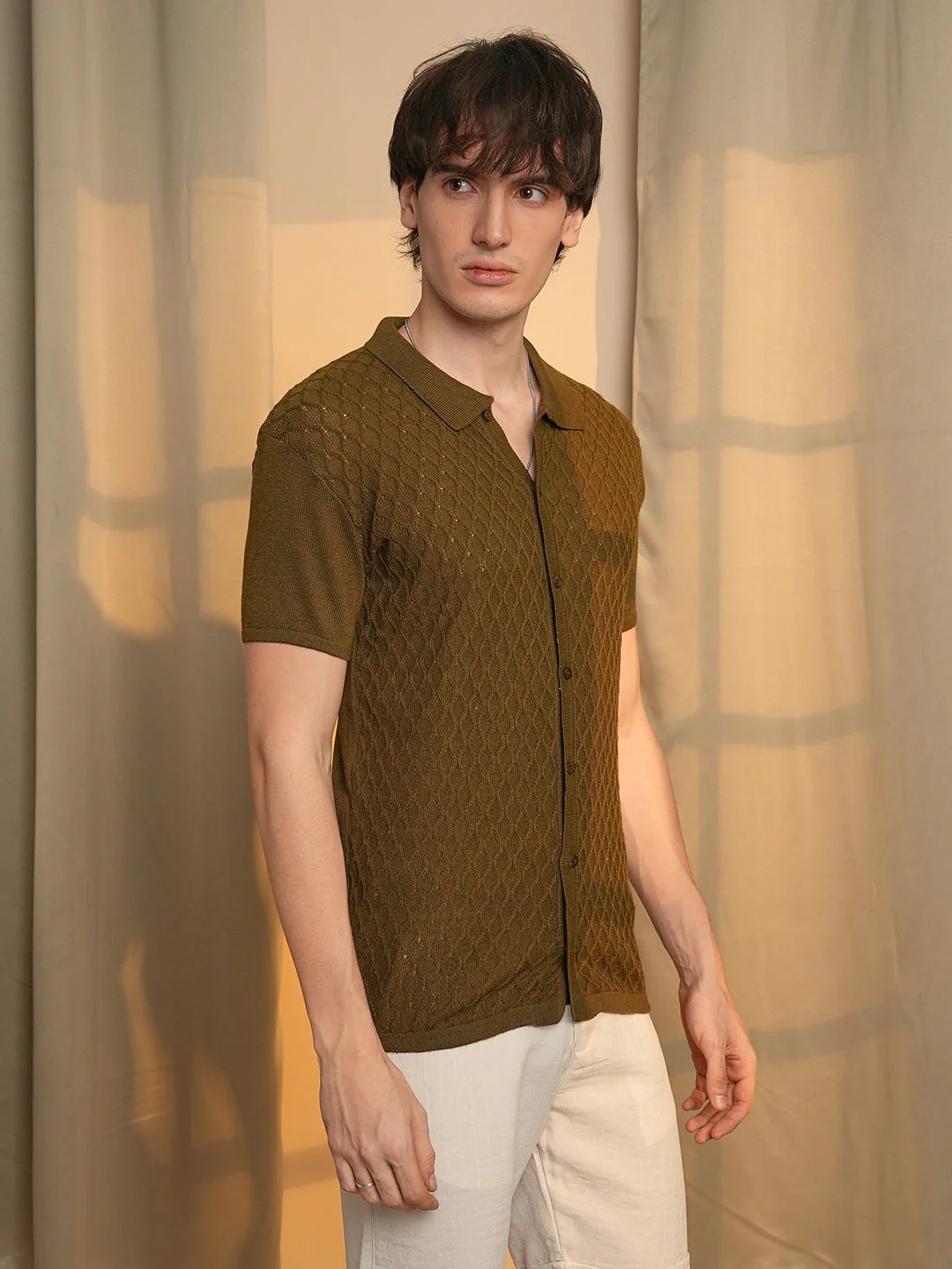 Harlequin-Textured Knit Shirt - Image 3