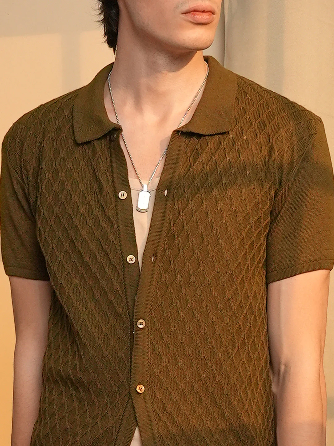 Harlequin-Textured Knit Shirt - Image 7
