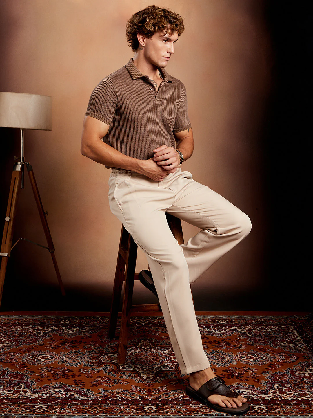 Solid Ribbed Polo T-Shirt - Image 6