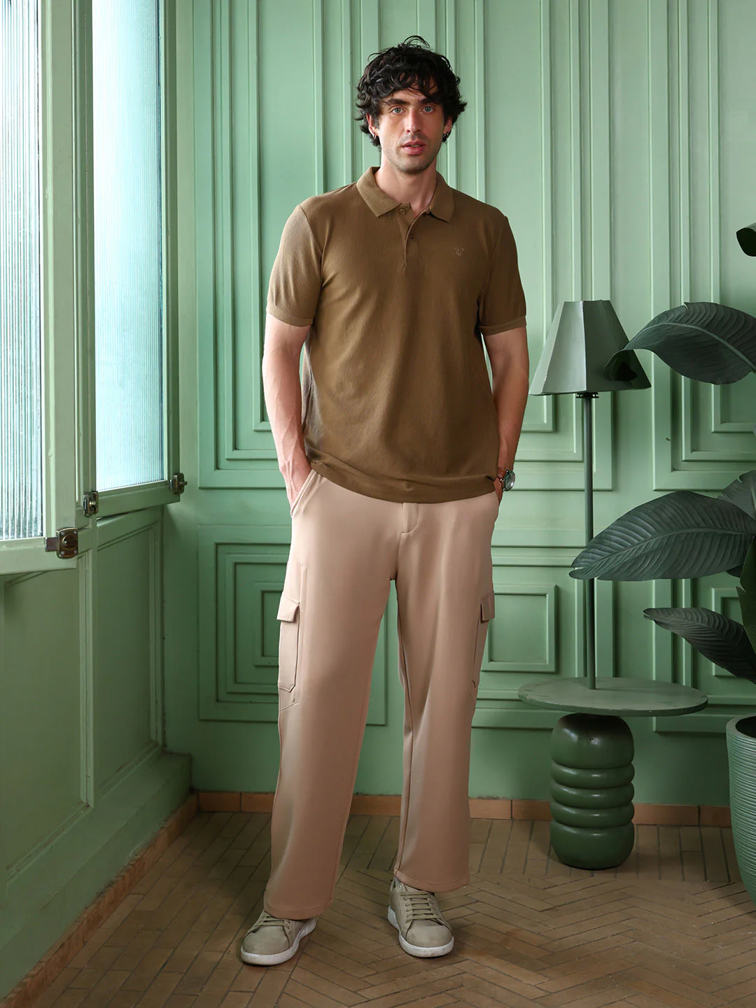 Solid-Ribbed Polo T-Shirt - Image 5