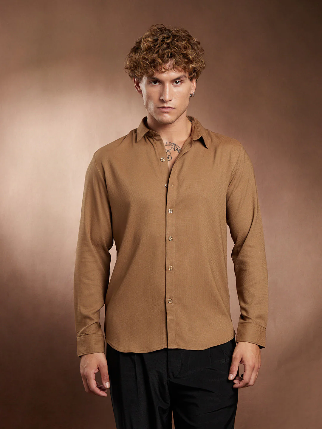 Solid Waffle-Weave Shirt - Image 2