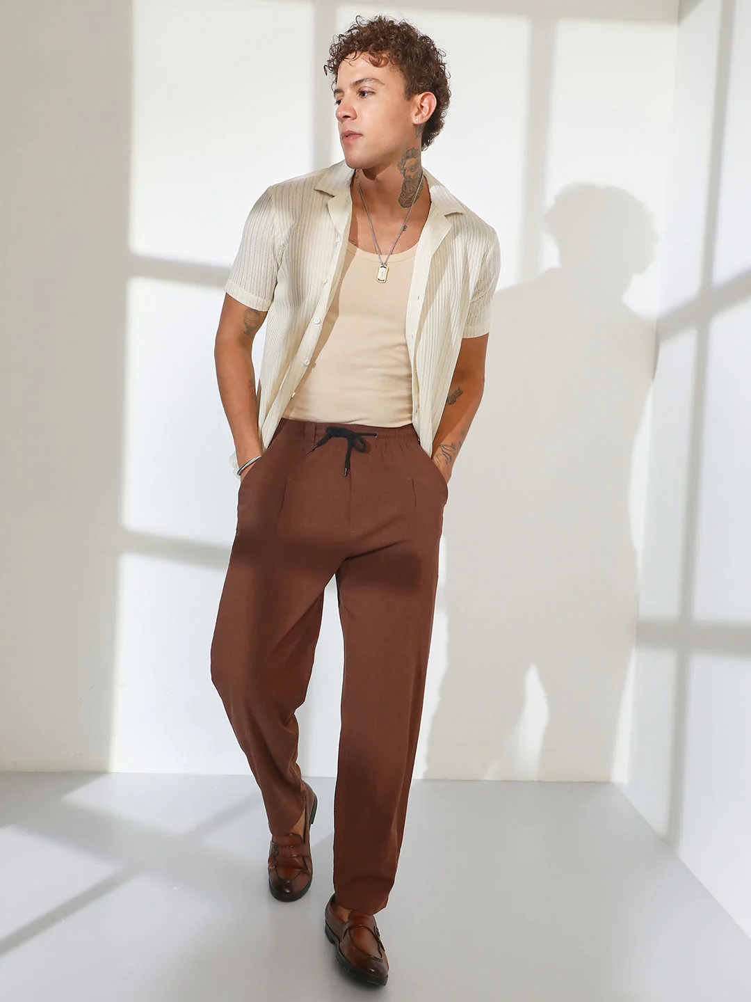 Straight-Fit Linen-Blend Trousers - Image 5