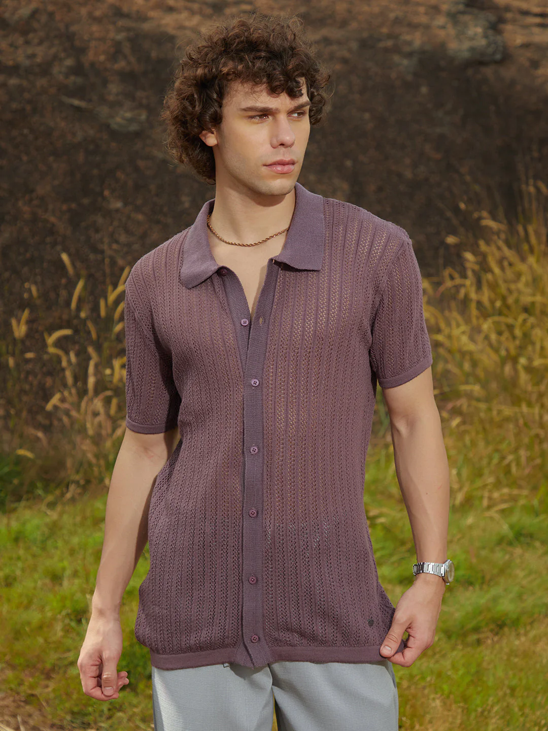 Stripe-Knit Polo Shirt - Image 2