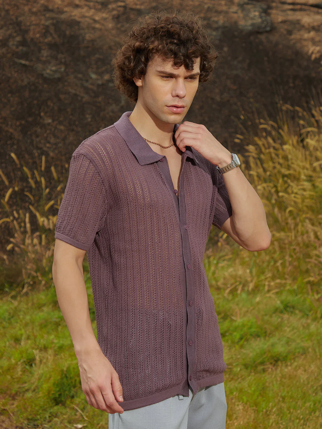 Stripe-Knit Polo Shirt - Image 3