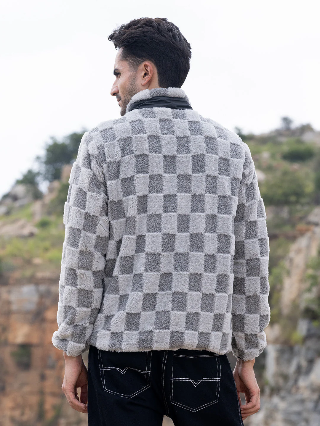 Fleece Buffalo Check Puffer Jacket - Image 4
