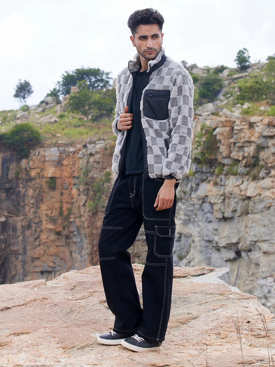 Fleece Buffalo Check Puffer Jacket - Image 5