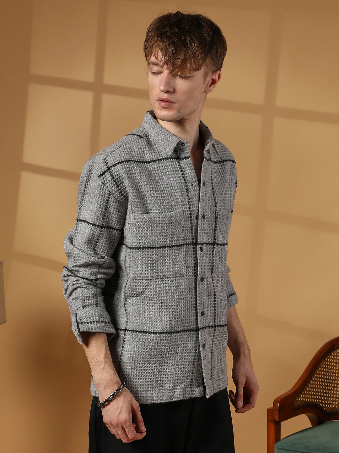 Graph-Check Waffle Overshirt - Image 3