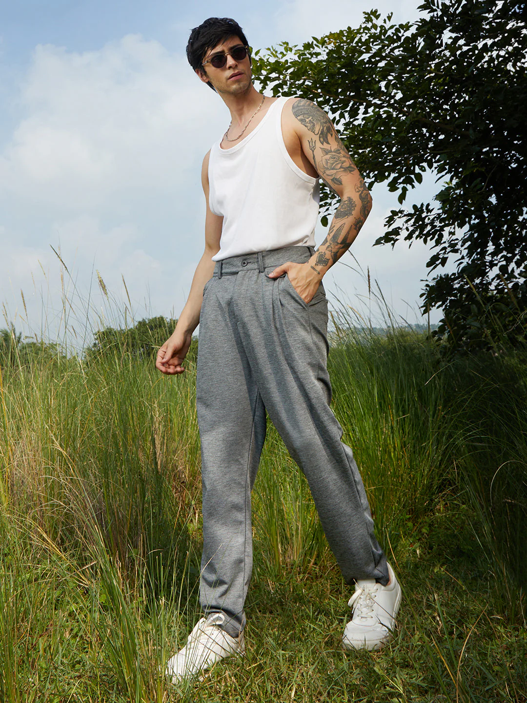 Heathered Tailored Trousers - Image 6
