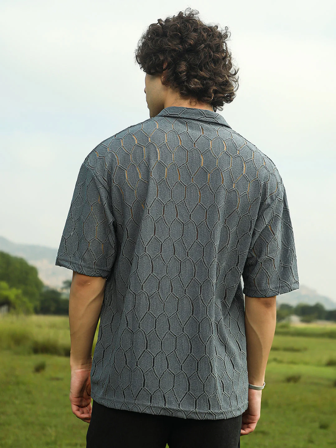 Honeycomb-Knit Polo T-Shirt - Image 4