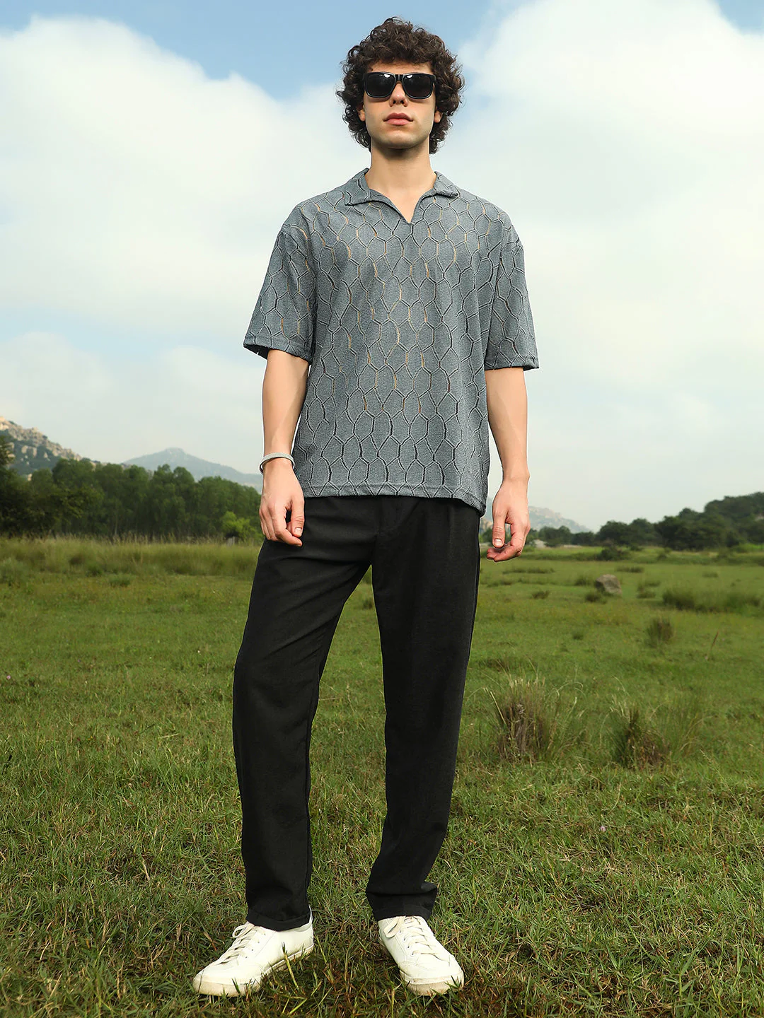 Honeycomb-Knit Polo T-Shirt - Image 6