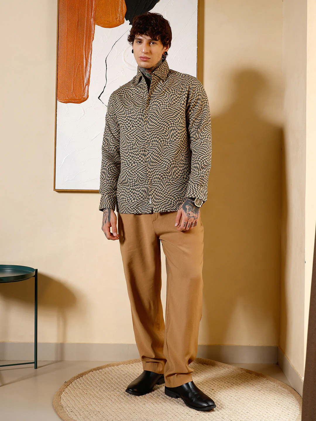 Curved-Check Jacquard Shirt - Image 5