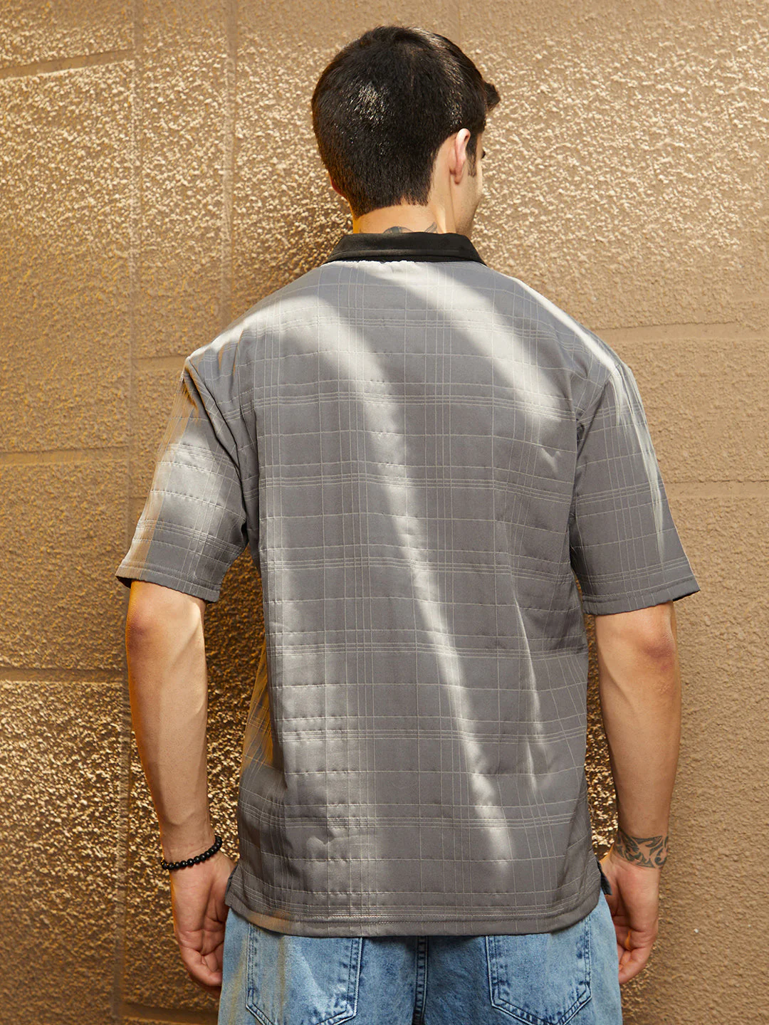 Contrast Grid Polo T-Shirt - Image 4