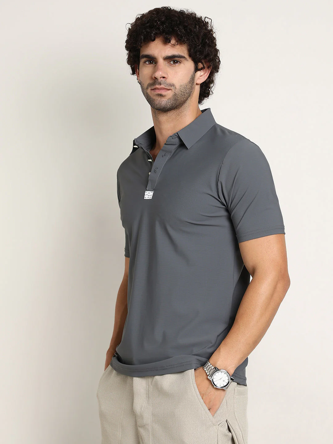 Seamless Waffle Polo T-Shirt - Image 3