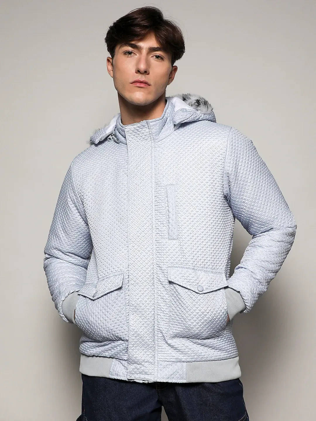 Self-Design Rhombus Puffer Jacket - Image 2