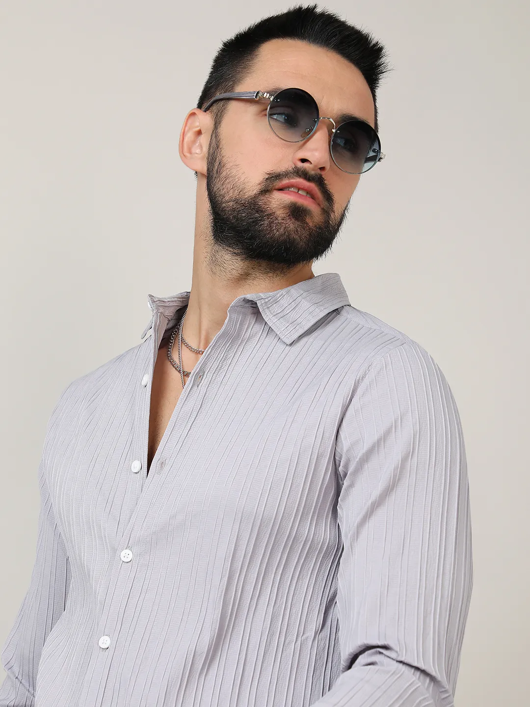 Self-Design Striped Shirt - Image 3