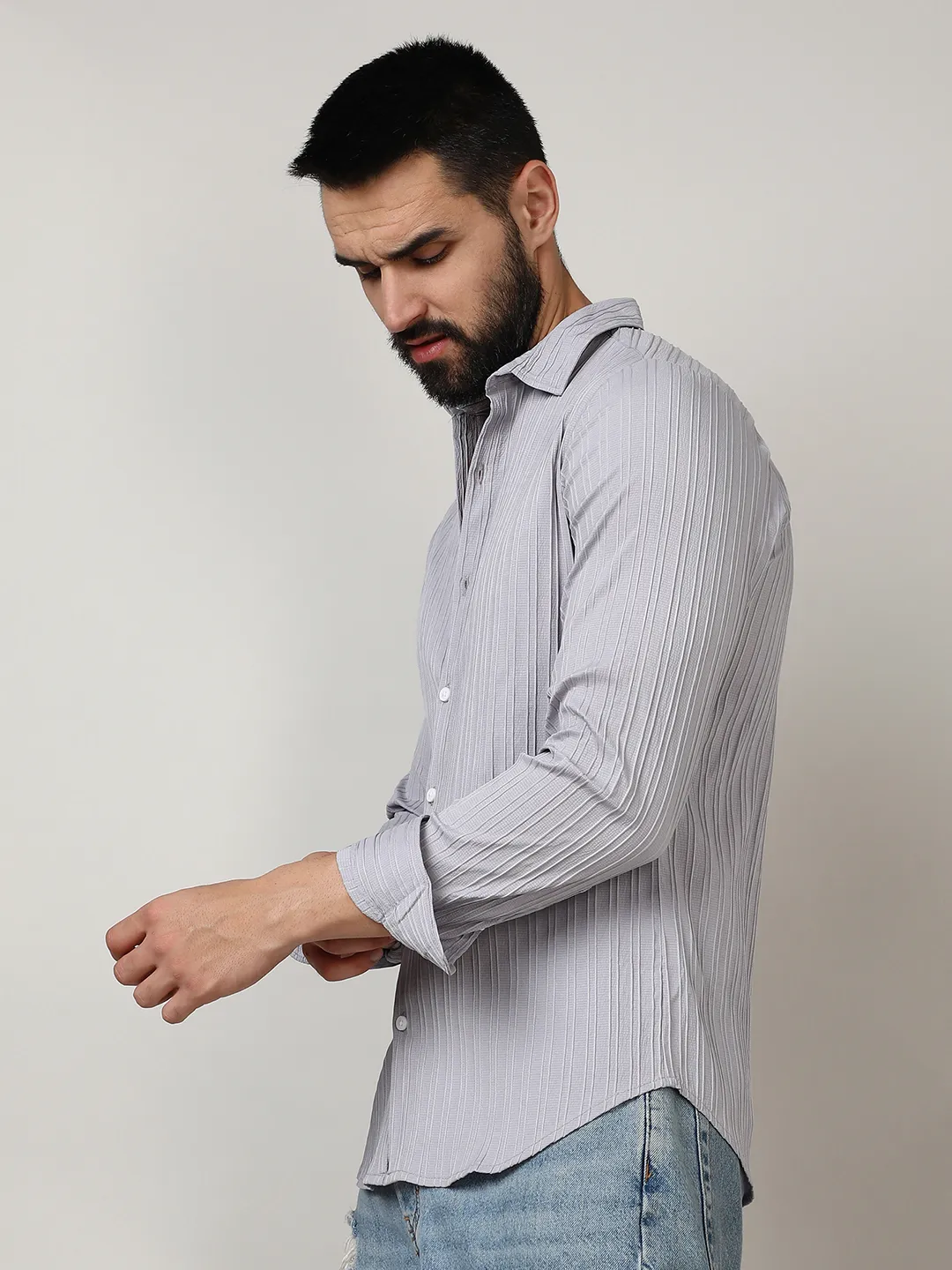 Self-Design Striped Shirt - Image 4