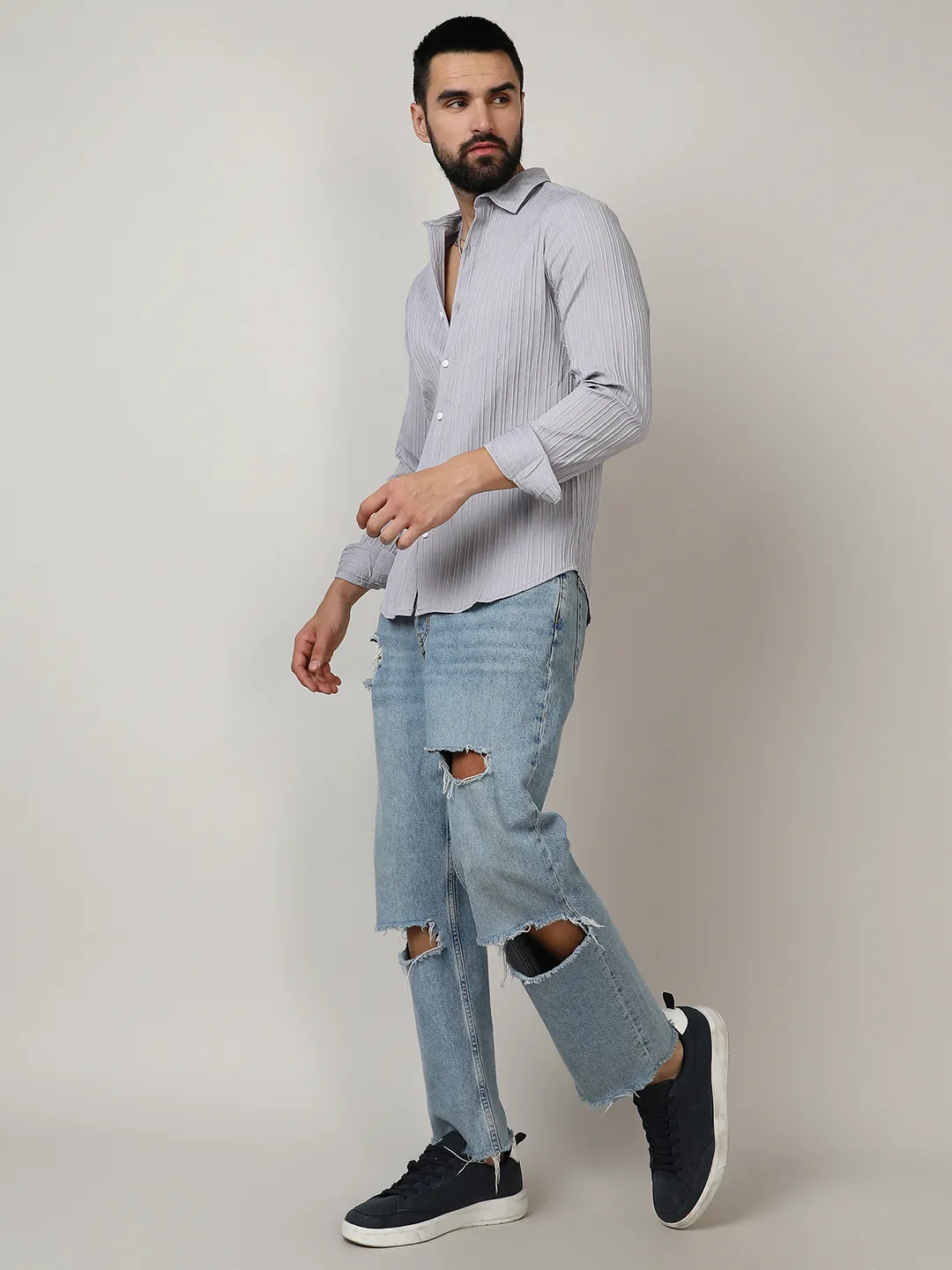 Self-Design Striped Shirt - Image 6