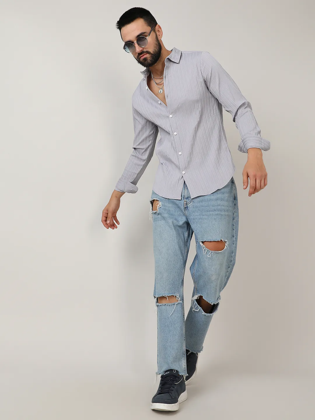 Self-Design Striped Shirt - Image 7